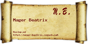 Mager Beatrix névjegykártya